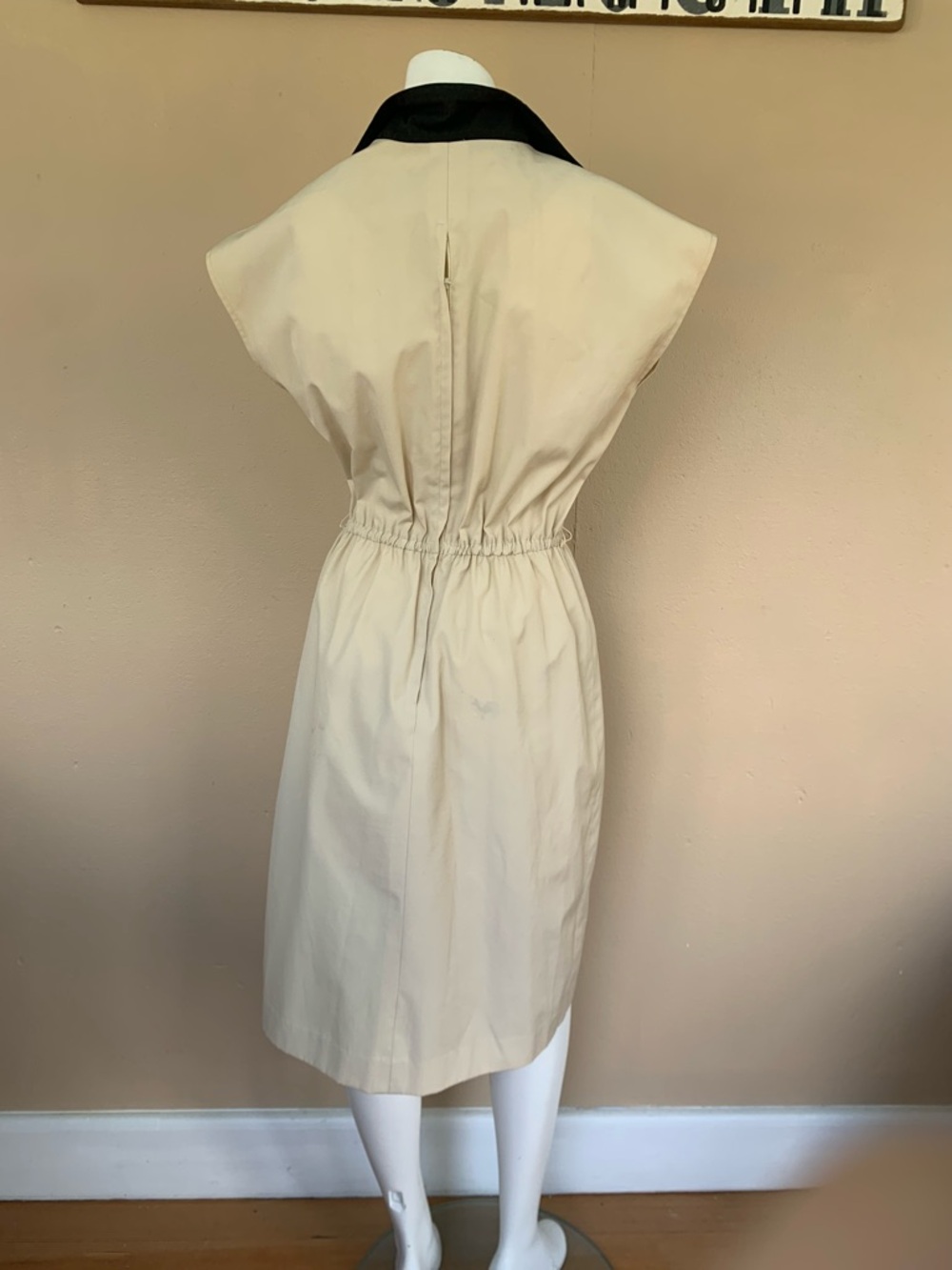 Vintage Cap Sleeve Military Dress | 80s Double Buttoned A-Line Midi Dress - Picture 9 of 9